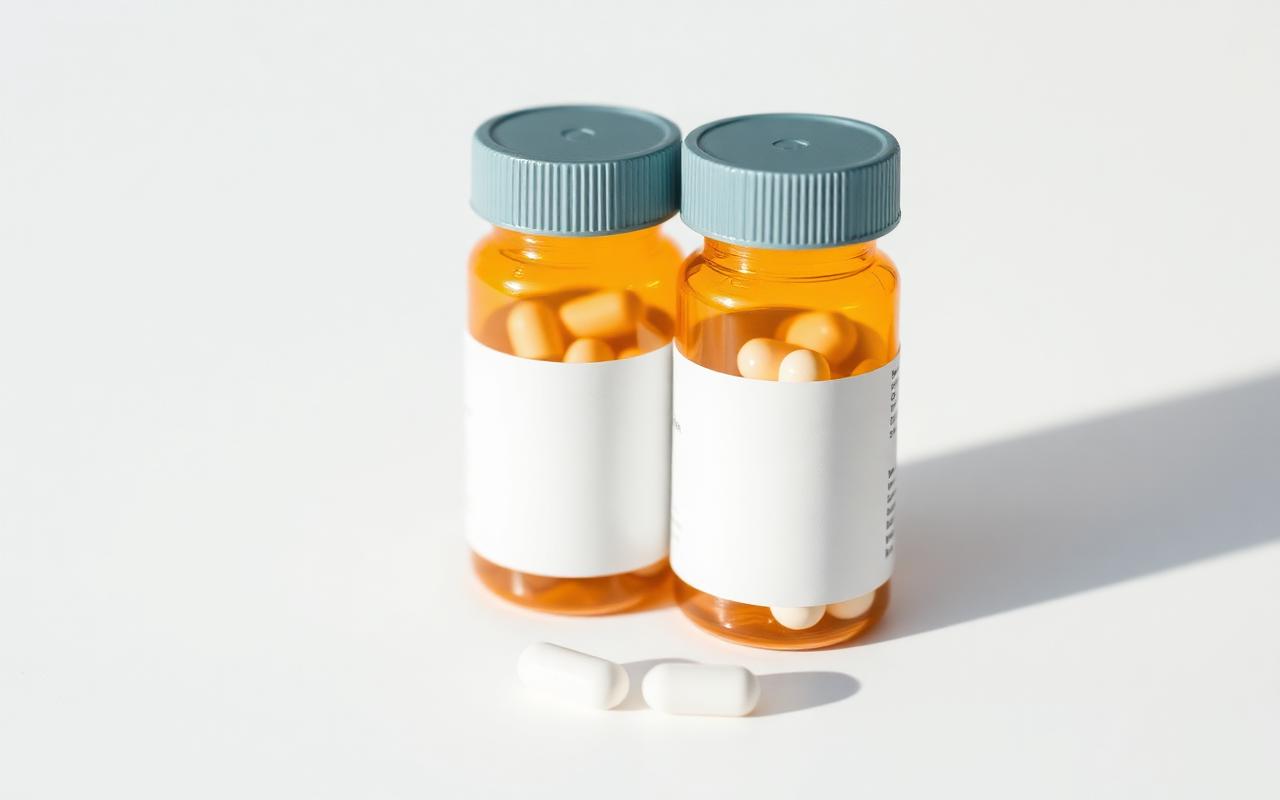 Two identical pill bottles representing placebo and active treatment